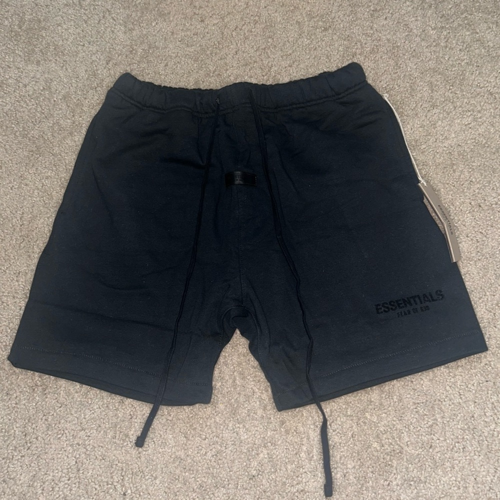 Essentials Men’s Jet Black Shorts with Drawstring